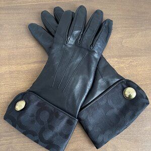 Coach Black Leather Gloves Size 7.5